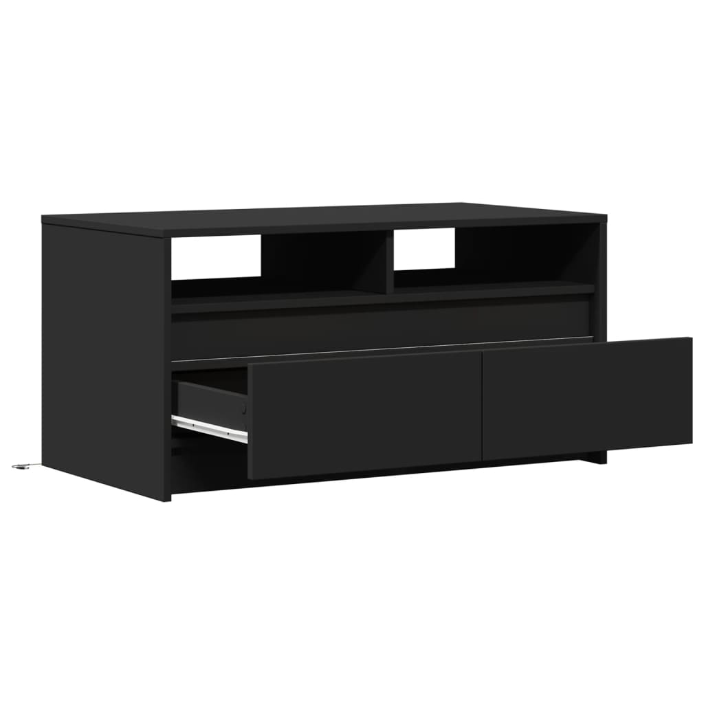 Coffee Table with LED Lights Black Engineered Wood