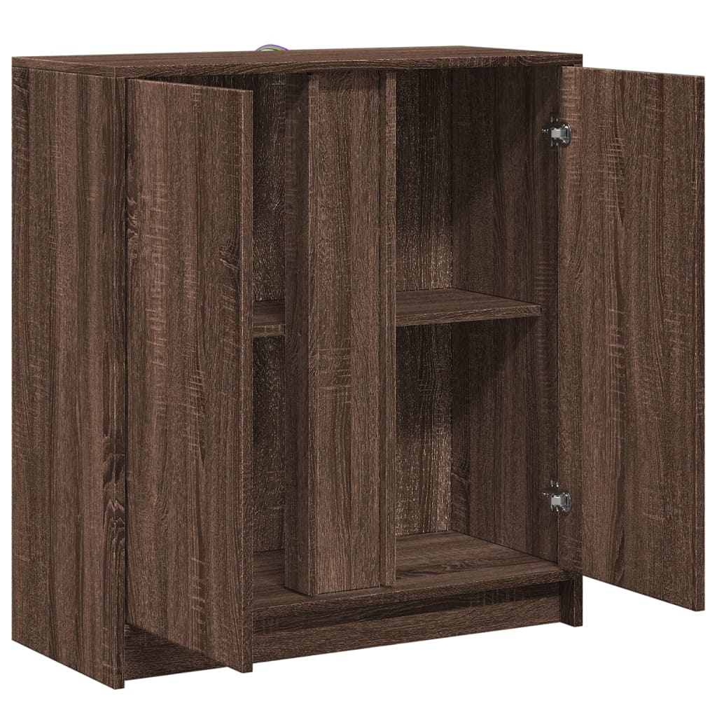 Sideboard with LED Brown Oak 77x34x85 cm Engineered Wood