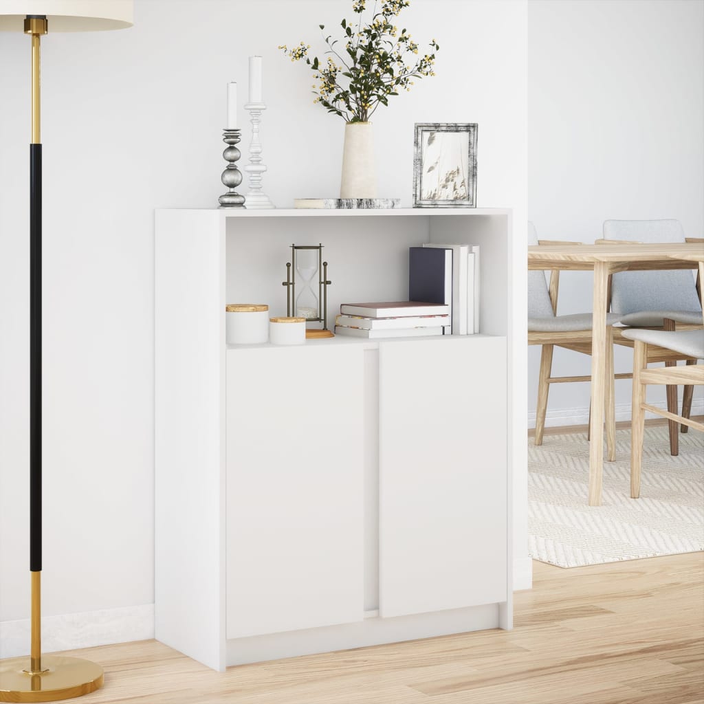 Modern Wooden Sideboard Storage Cabinet Unit With 2 Doors & LED Lights Wood