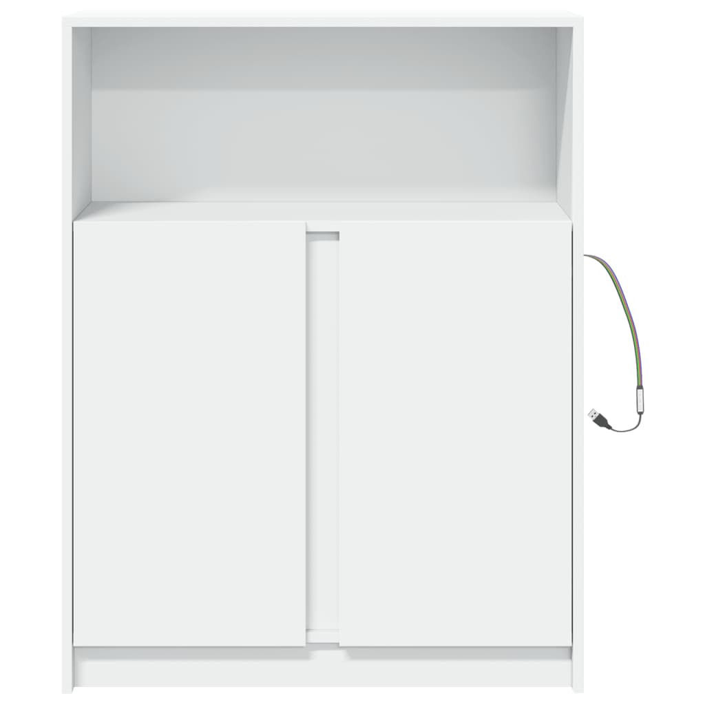 Modern Wooden Sideboard Storage Cabinet Unit With 2 Doors & LED Lights Wood