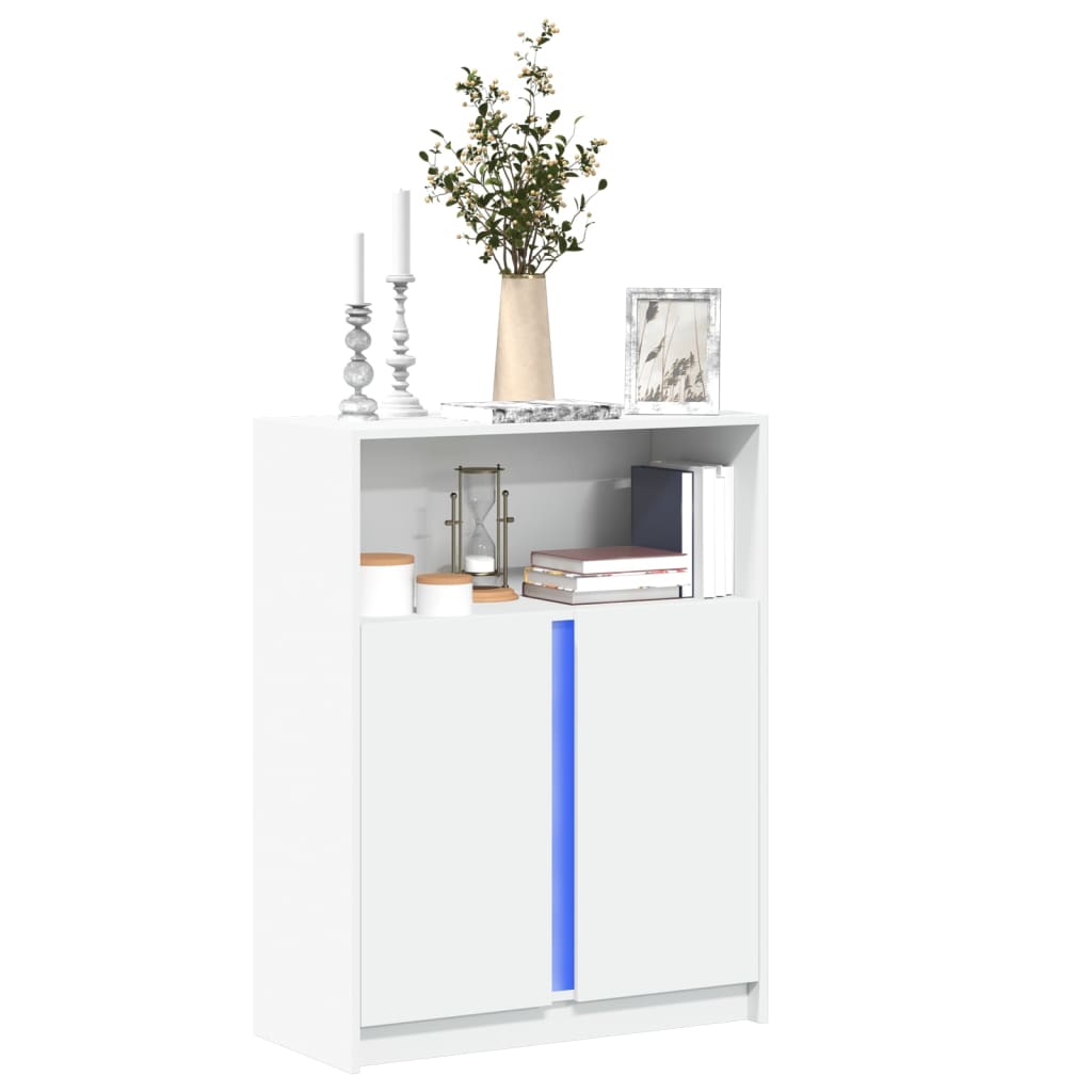 Modern Wooden Sideboard Storage Cabinet Unit With 2 Doors & LED Lights Wood