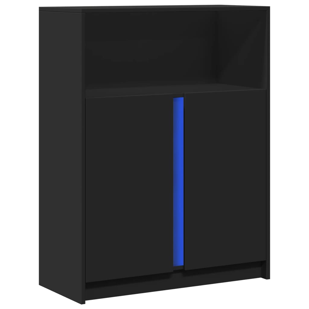 Modern Wooden Sideboard Storage Cabinet Unit With 2 Doors & LED Lights Wood