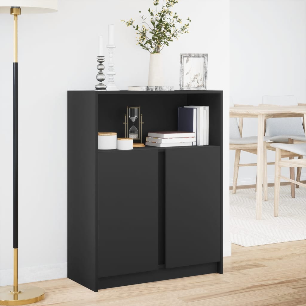 Modern Wooden Sideboard Storage Cabinet Unit With 2 Doors & LED Lights Wood