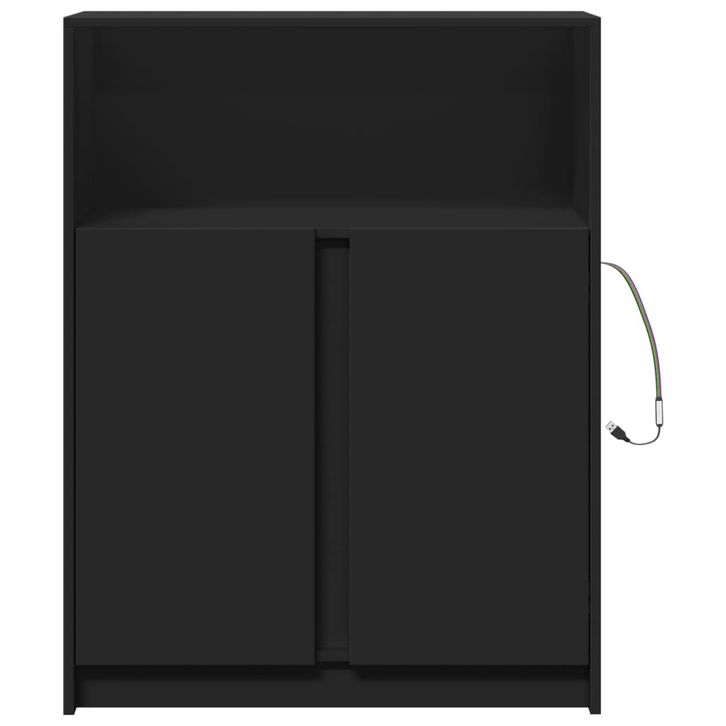Modern Wooden Sideboard Storage Cabinet Unit With 2 Doors & LED Lights Wood