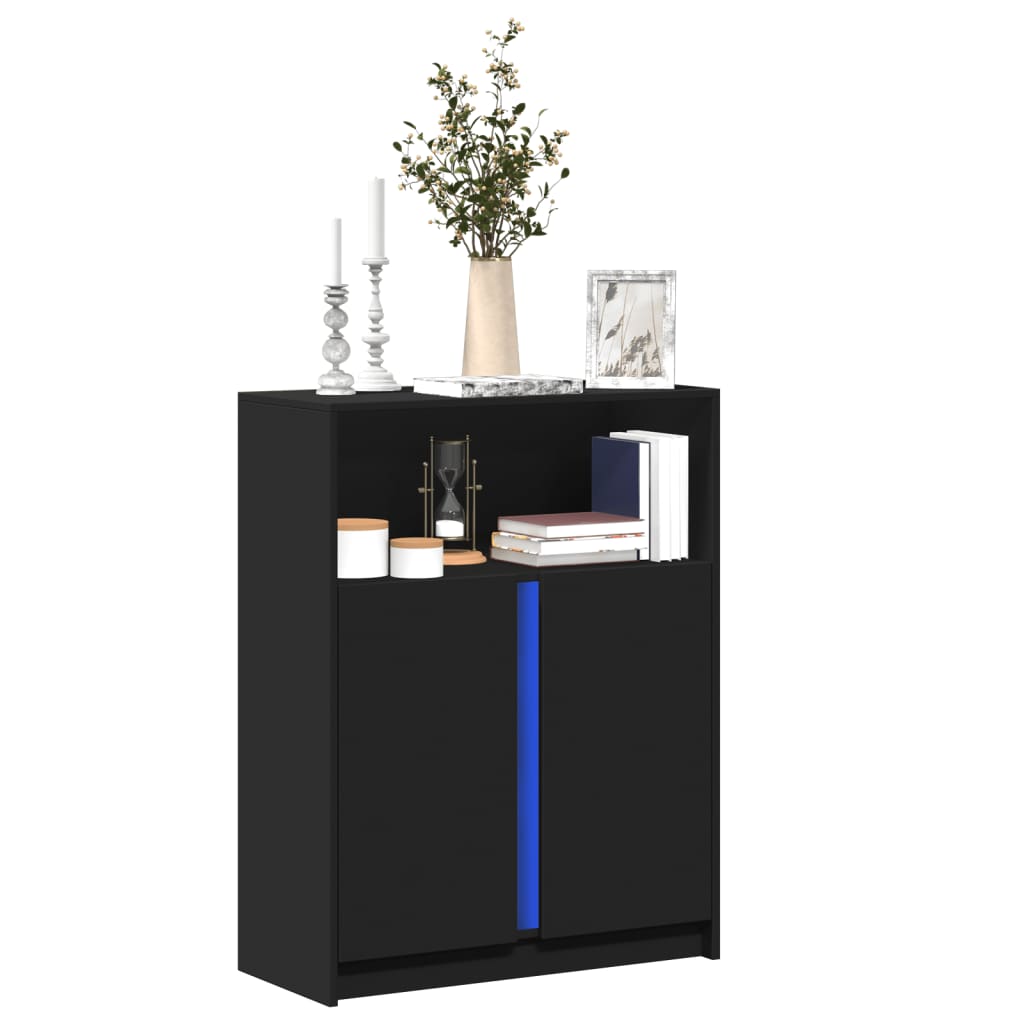 Modern Wooden Sideboard Storage Cabinet Unit With 2 Doors & LED Lights Wood