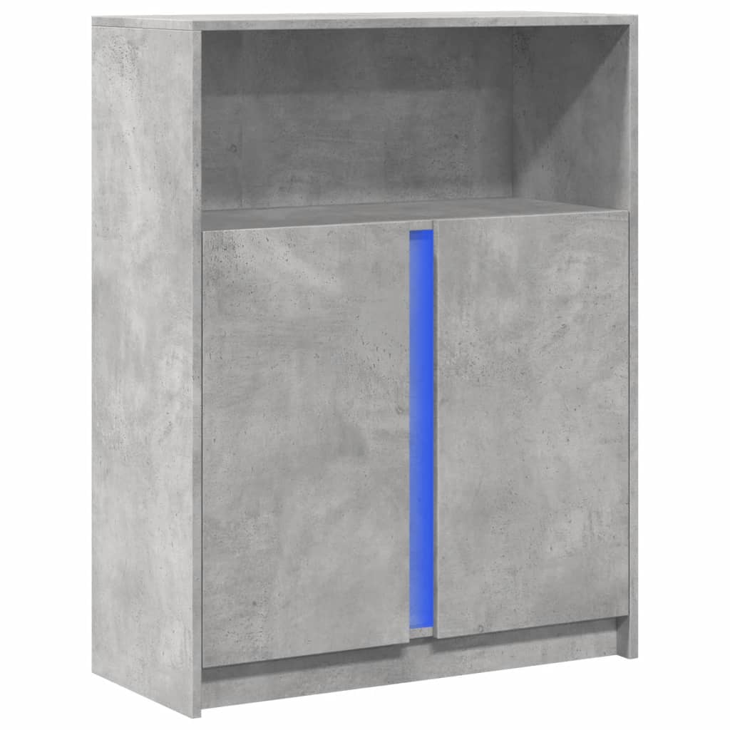 Modern Wooden Sideboard Storage Cabinet Unit With 2 Doors & LED Lights Wood