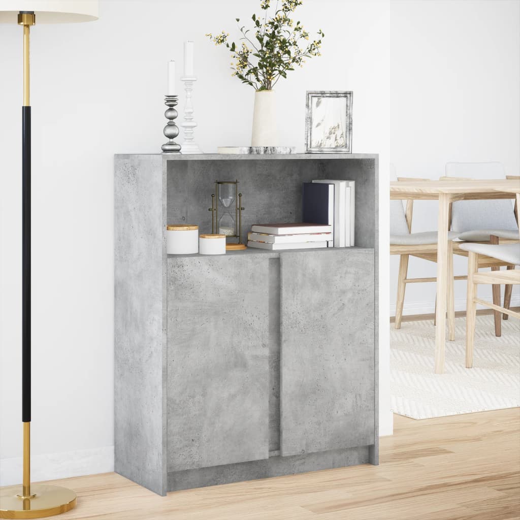 Modern Wooden Sideboard Storage Cabinet Unit With 2 Doors & LED Lights Wood
