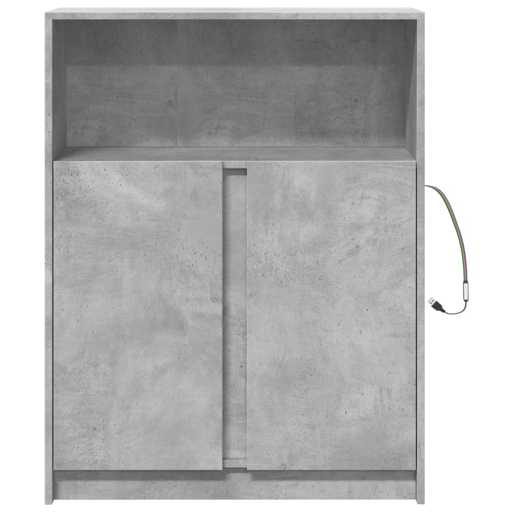 Modern Wooden Sideboard Storage Cabinet Unit With 2 Doors & LED Lights Wood