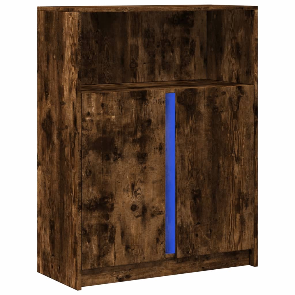 Modern Wooden Sideboard Storage Cabinet Unit With 2 Doors & LED Lights Wood