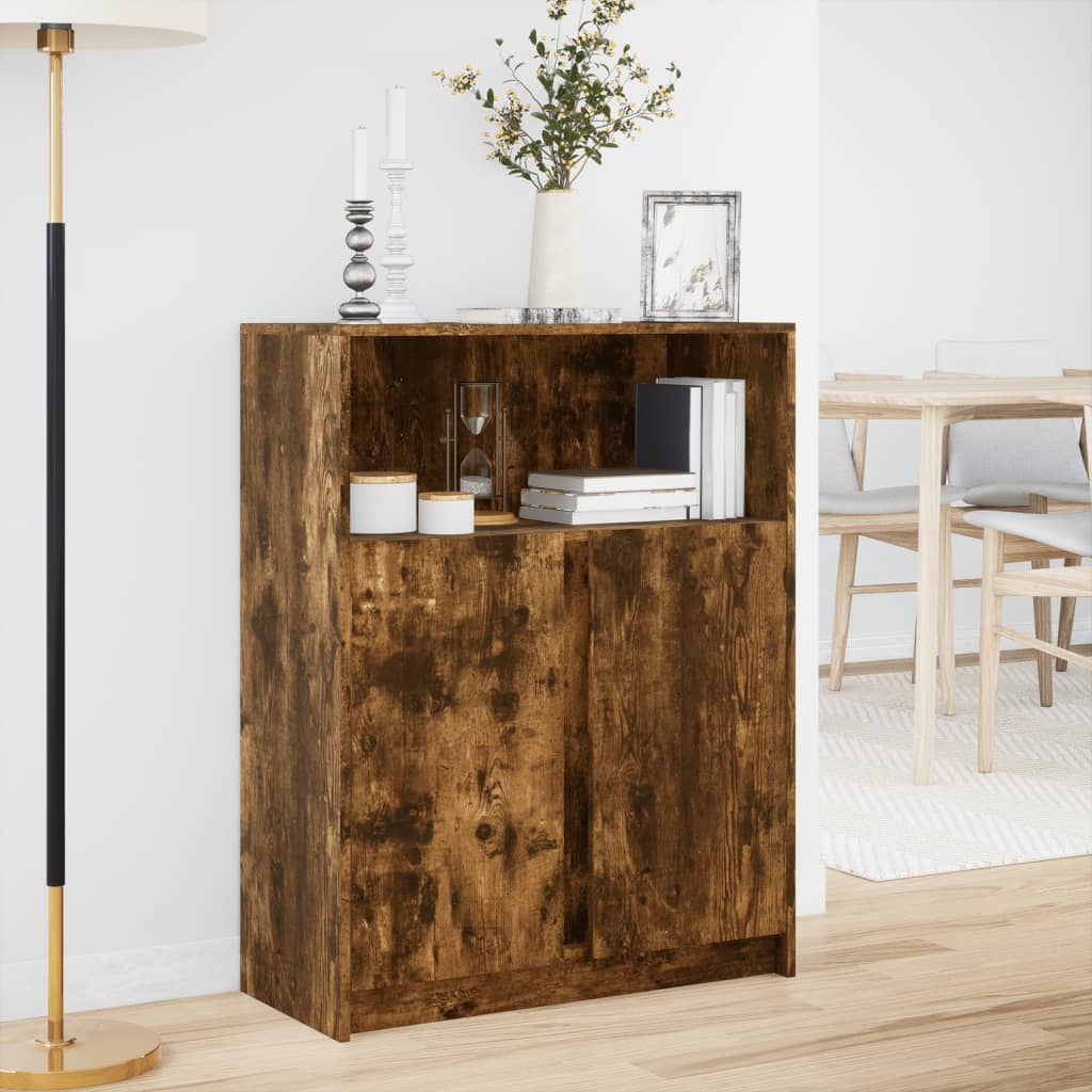 Modern Wooden Sideboard Storage Cabinet Unit With 2 Doors & LED Lights Wood