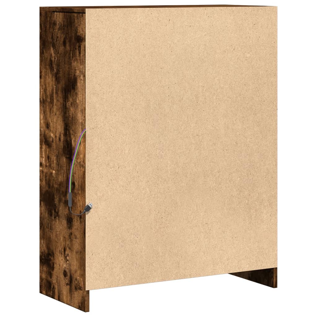 Modern Wooden Sideboard Storage Cabinet Unit With 2 Doors & LED Lights Wood