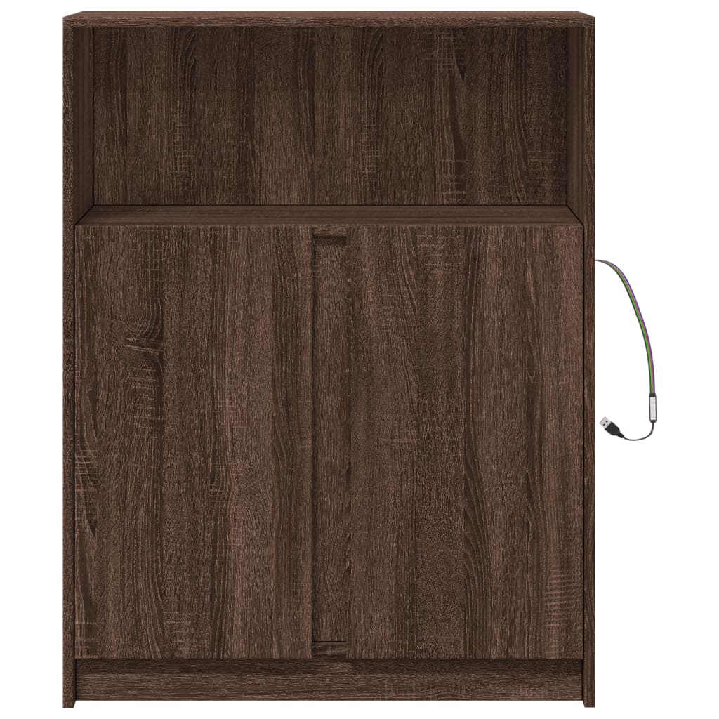 Modern Wooden Sideboard Storage Cabinet Unit With 2 Doors & LED Lights Wood