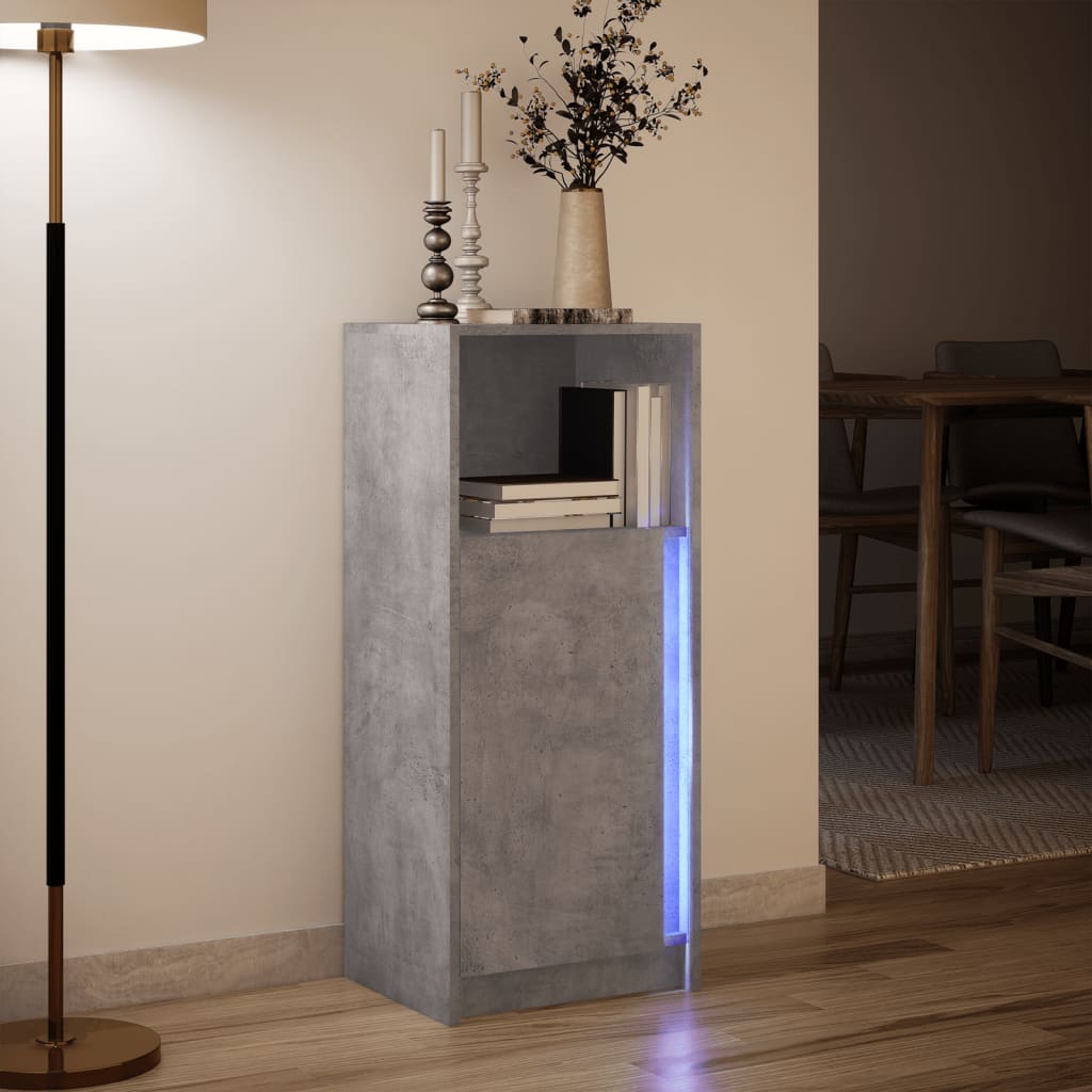 Sideboard with LED Concrete Grey 42.5x34x100 cm Engineered Wood
