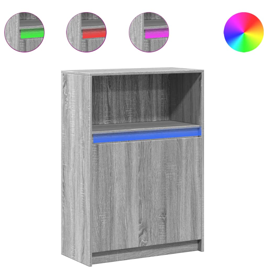 Sideboard with LED Grey Sonoma 72x34x100 cm Engineered Wood