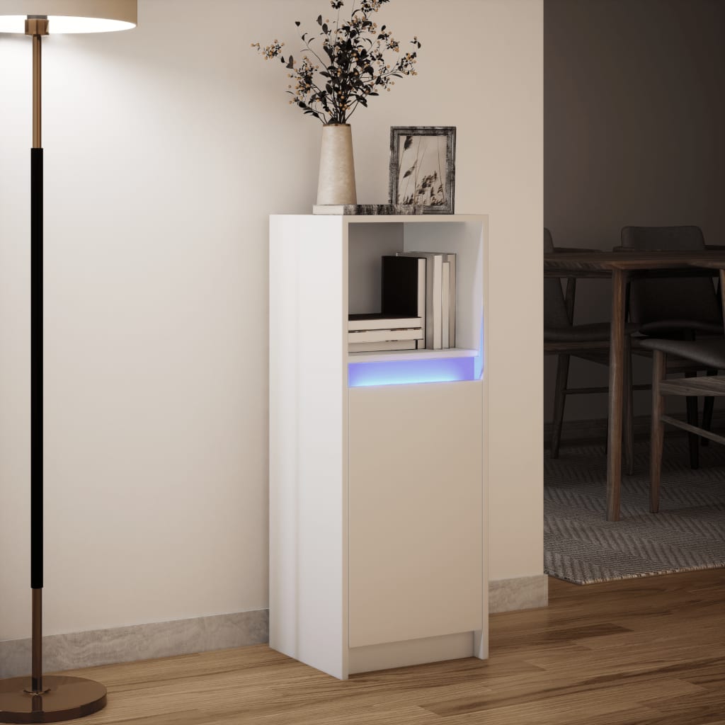 Sideboard with LED White 38x34x100 cm Engineered Wood