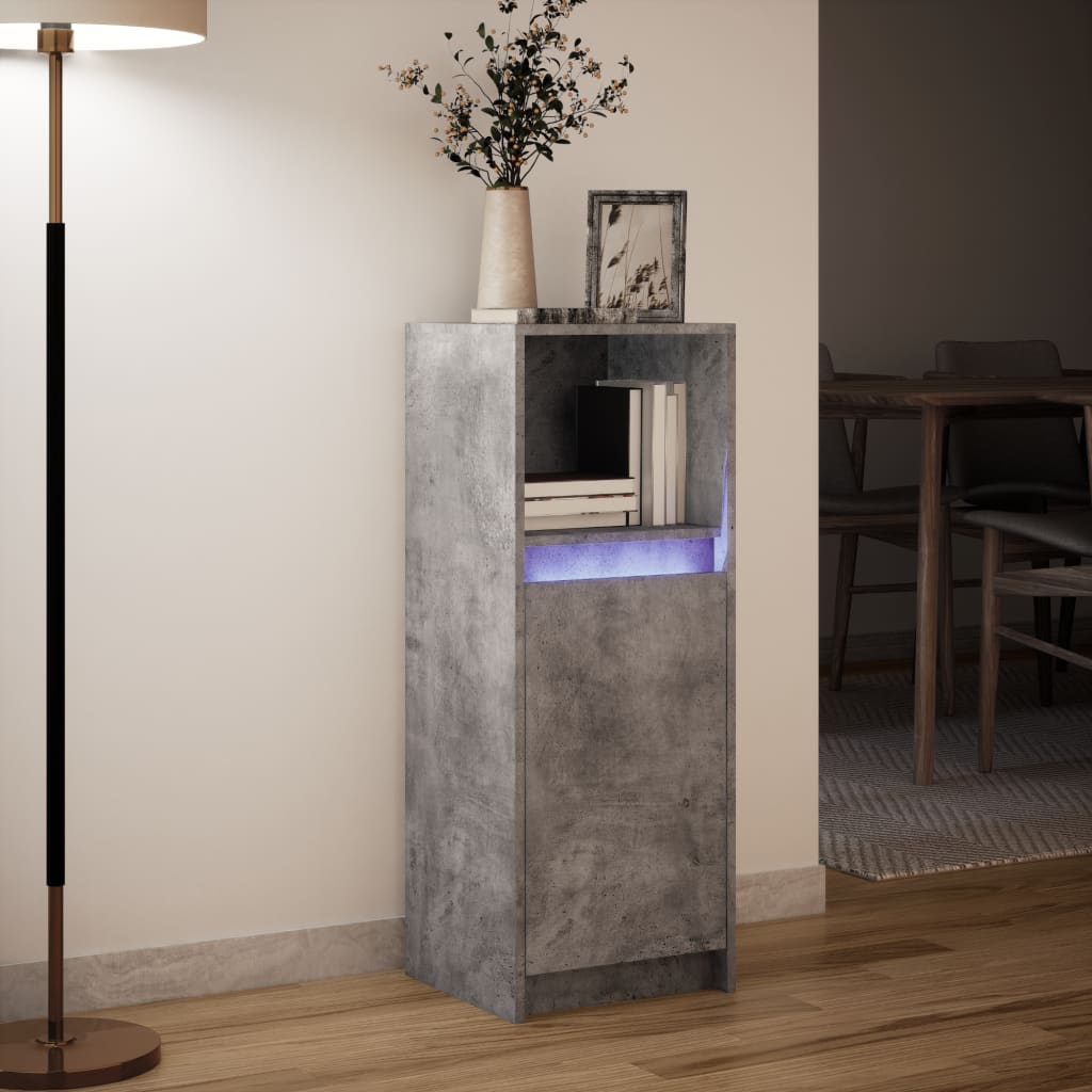 Sideboard with LED Concrete Grey 38x34x100 cm Engineered Wood