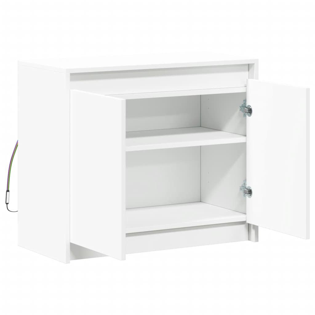 Modern Wooden 2 Door Home Sideboard Storage Cabinet Unit With LED Lights