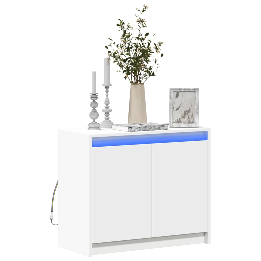 Sideboard with LED White 72x34x61 cm Engineered Wood