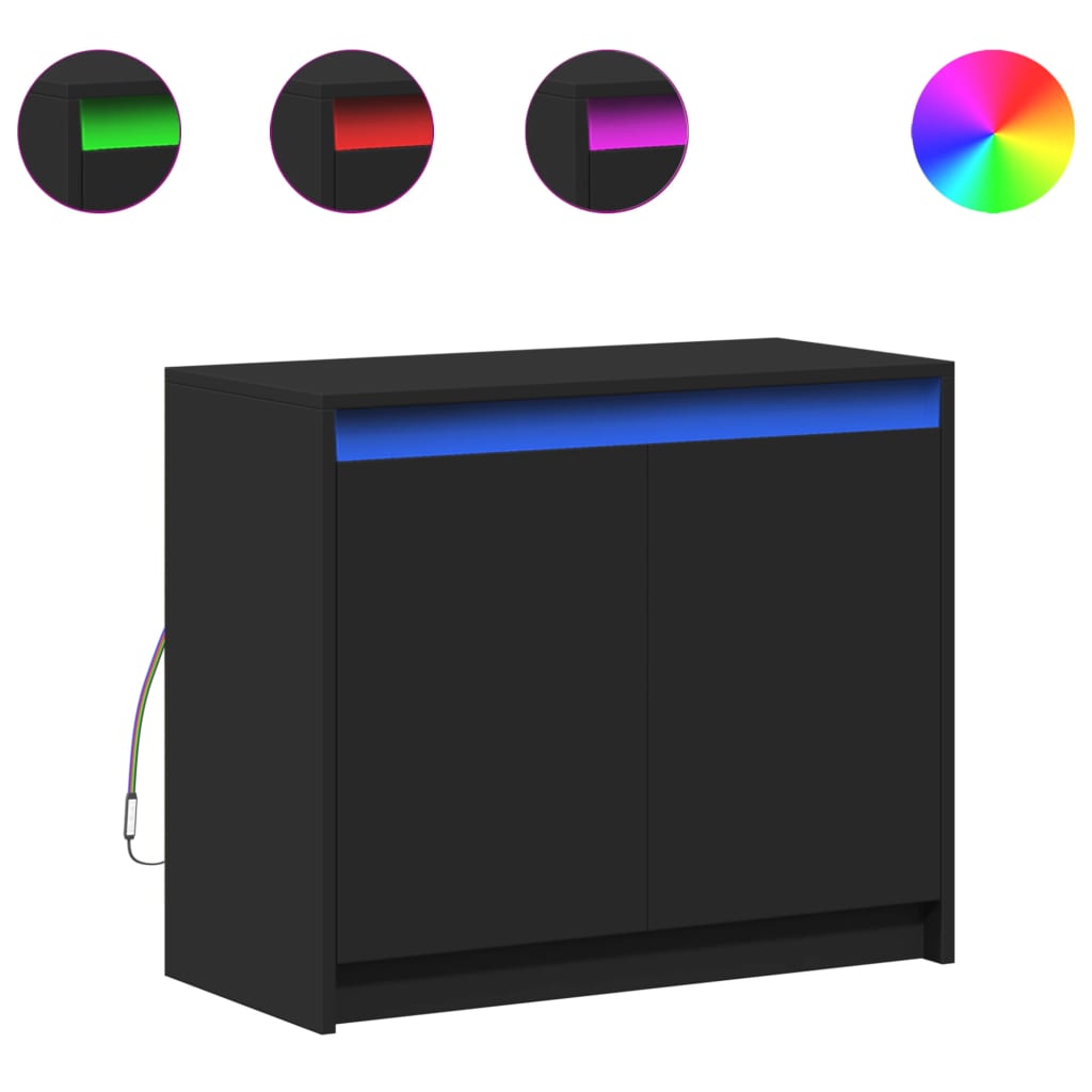 Modern Wooden 2 Door Home Sideboard Storage Cabinet Unit With LED Lights