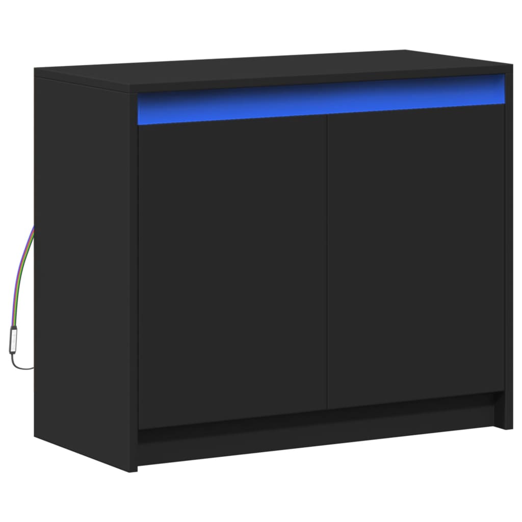 Modern Wooden 2 Door Home Sideboard Storage Cabinet Unit With LED Lights