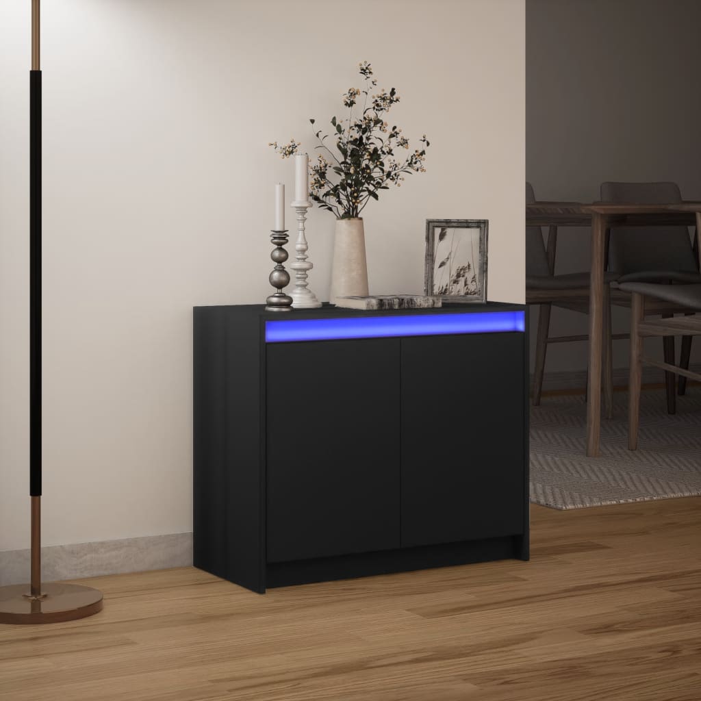 Modern Wooden 2 Door Home Sideboard Storage Cabinet Unit With LED Lights