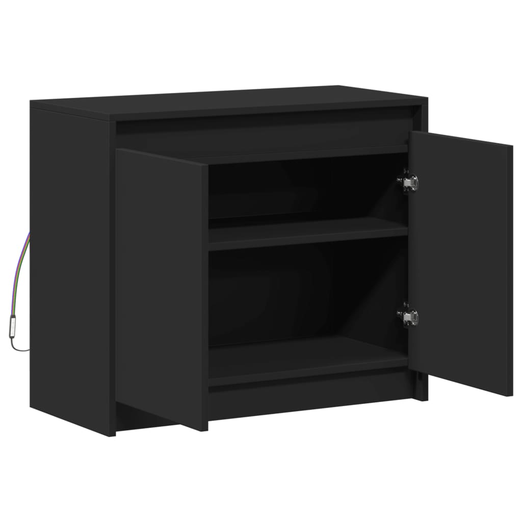 Modern Wooden 2 Door Home Sideboard Storage Cabinet Unit With LED Lights