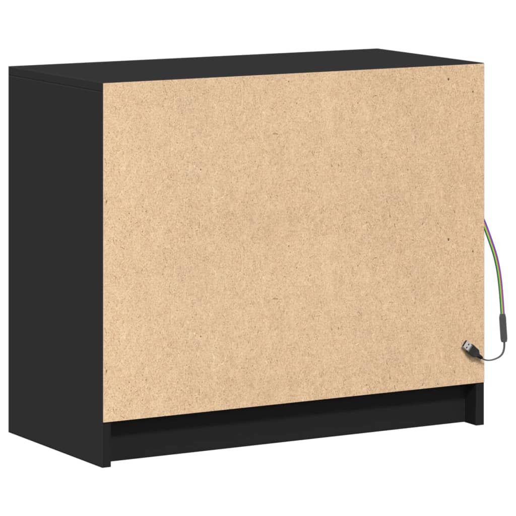 Modern Wooden 2 Door Home Sideboard Storage Cabinet Unit With LED Lights