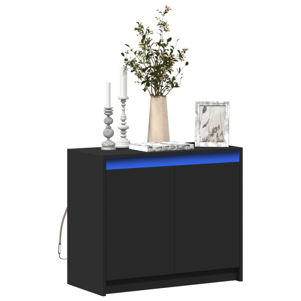 Modern Wooden 2 Door Home Sideboard Storage Cabinet Unit With LED Lights