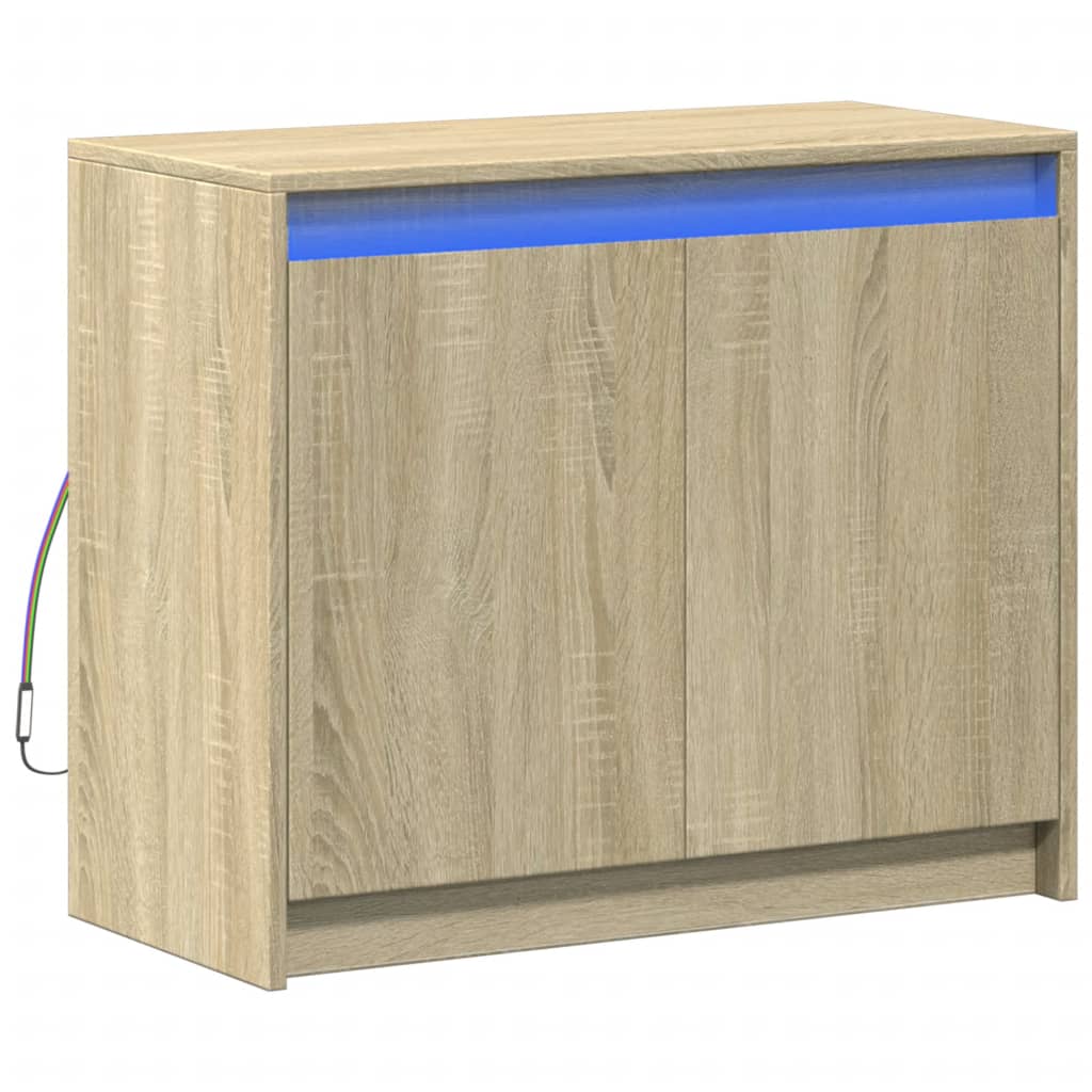 Modern Wooden 2 Door Home Sideboard Storage Cabinet Unit With LED Lights