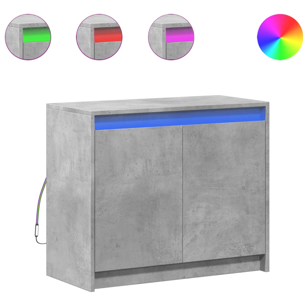 Modern Wooden 2 Door Home Sideboard Storage Cabinet Unit With LED Lights