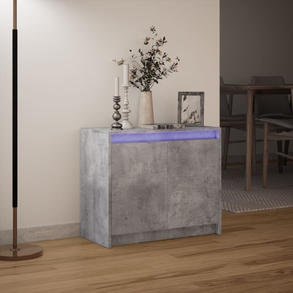 Modern Wooden 2 Door Home Sideboard Storage Cabinet Unit With LED Lights