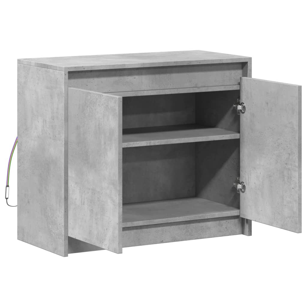 Modern Wooden 2 Door Home Sideboard Storage Cabinet Unit With LED Lights