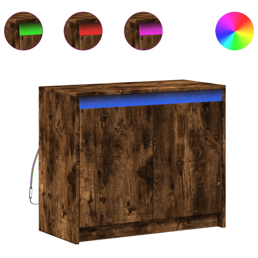 Modern Wooden 2 Door Home Sideboard Storage Cabinet Unit With LED Lights