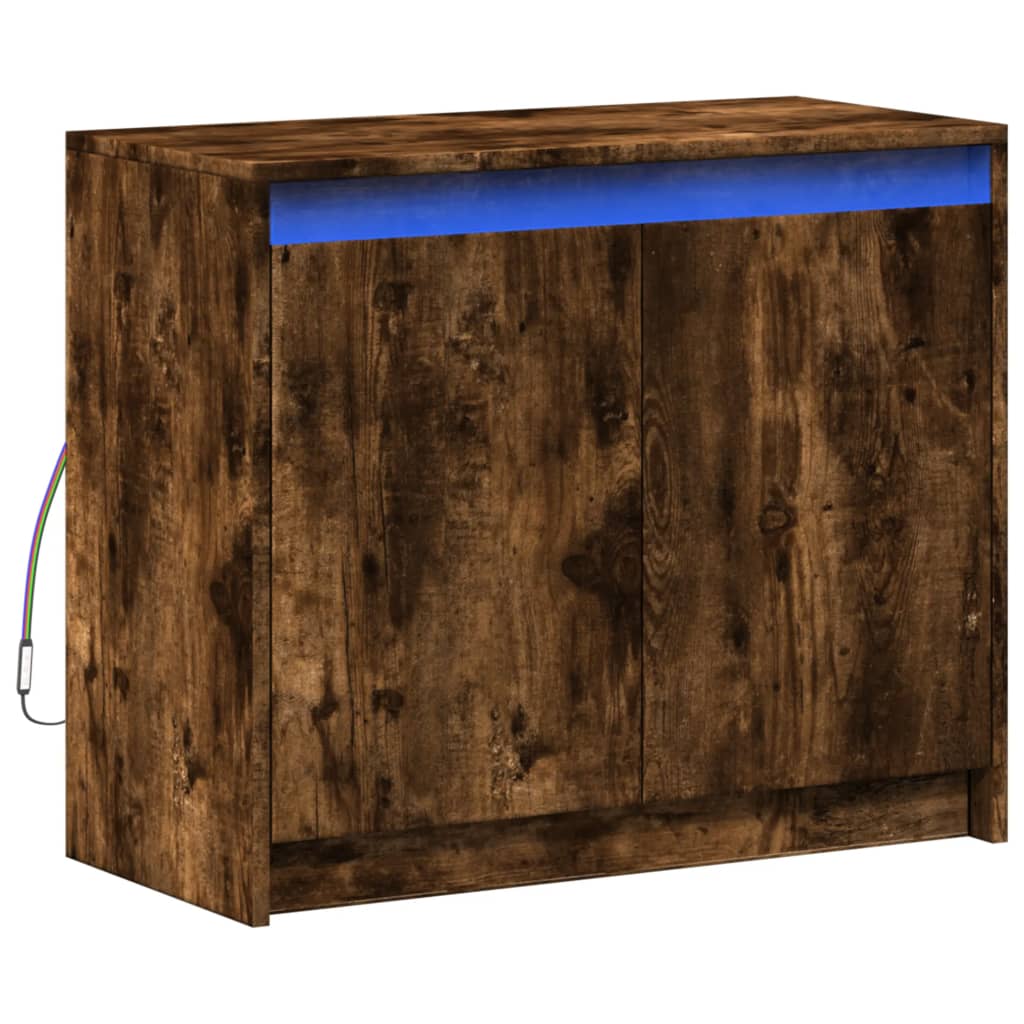 Modern Wooden 2 Door Home Sideboard Storage Cabinet Unit With LED Lights