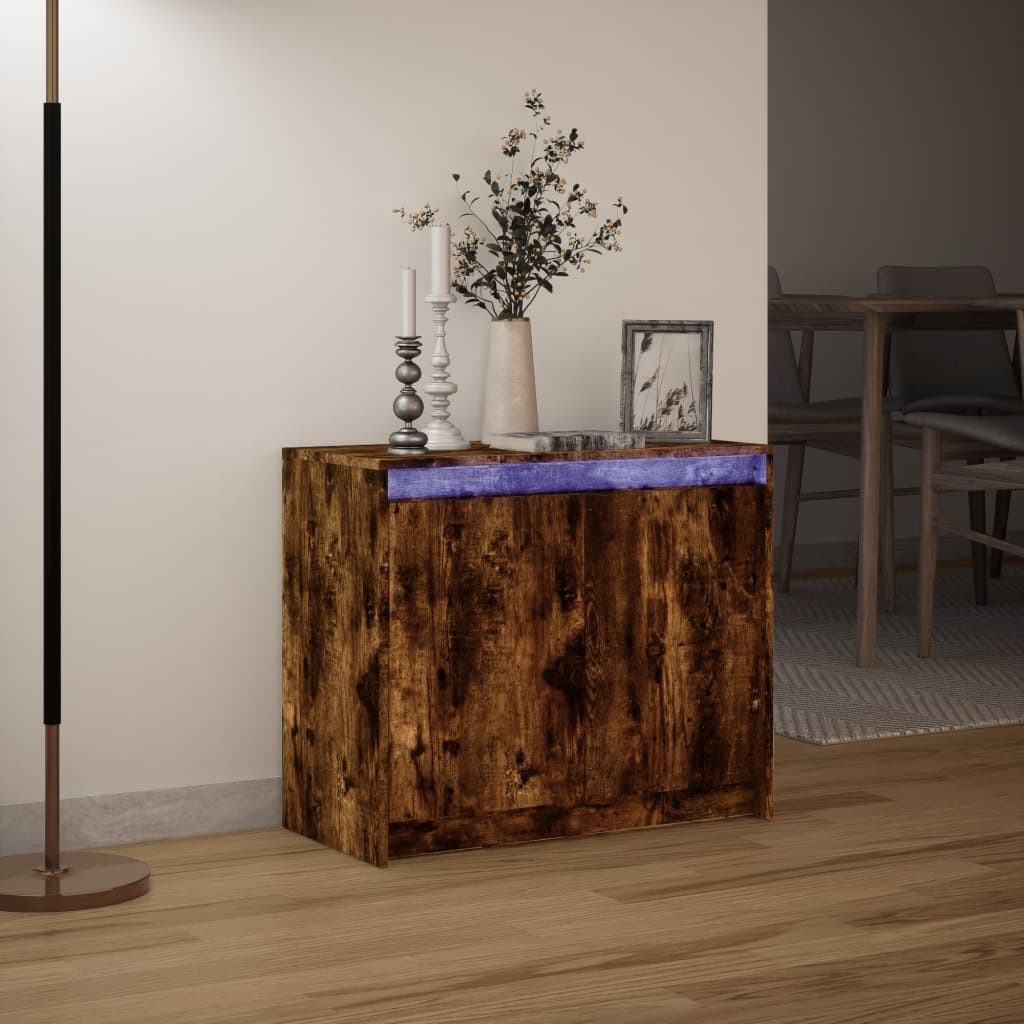 Modern Wooden 2 Door Home Sideboard Storage Cabinet Unit With LED Lights