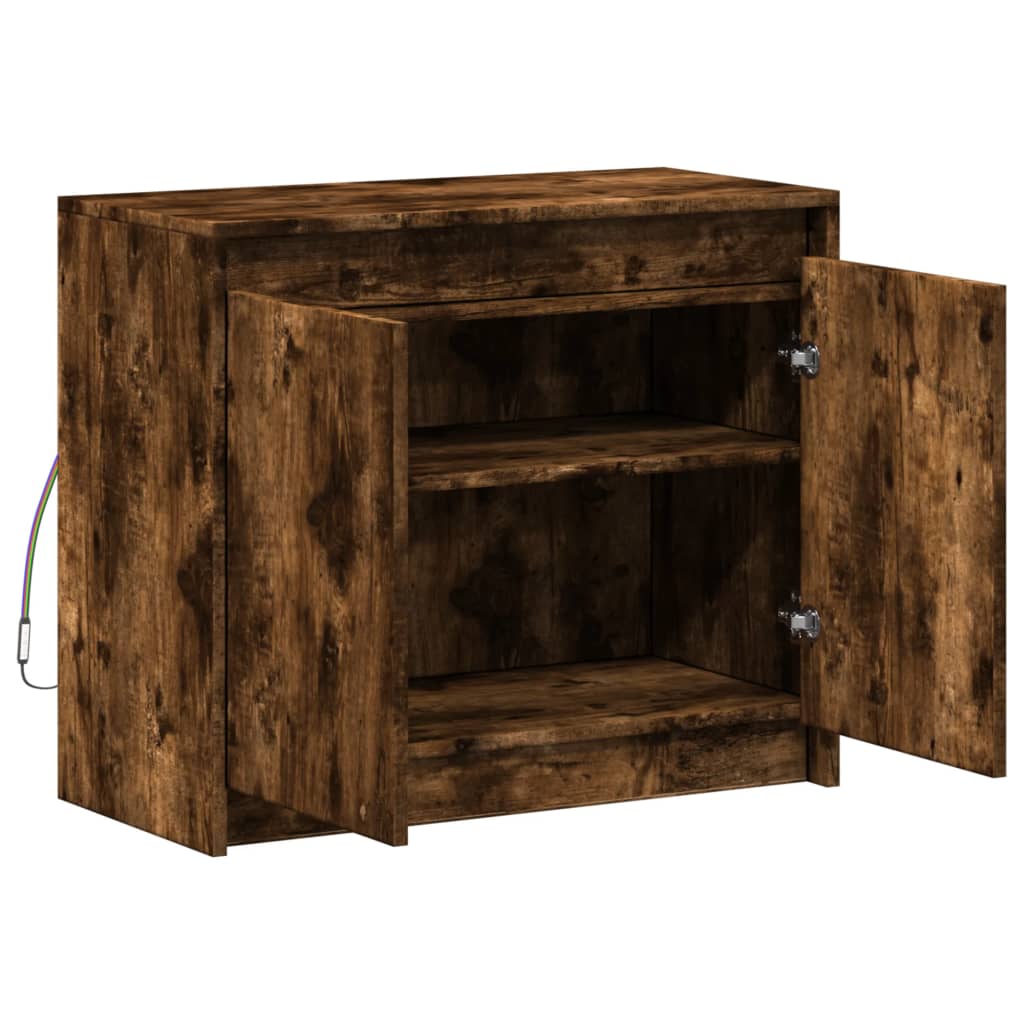 Modern Wooden 2 Door Home Sideboard Storage Cabinet Unit With LED Lights