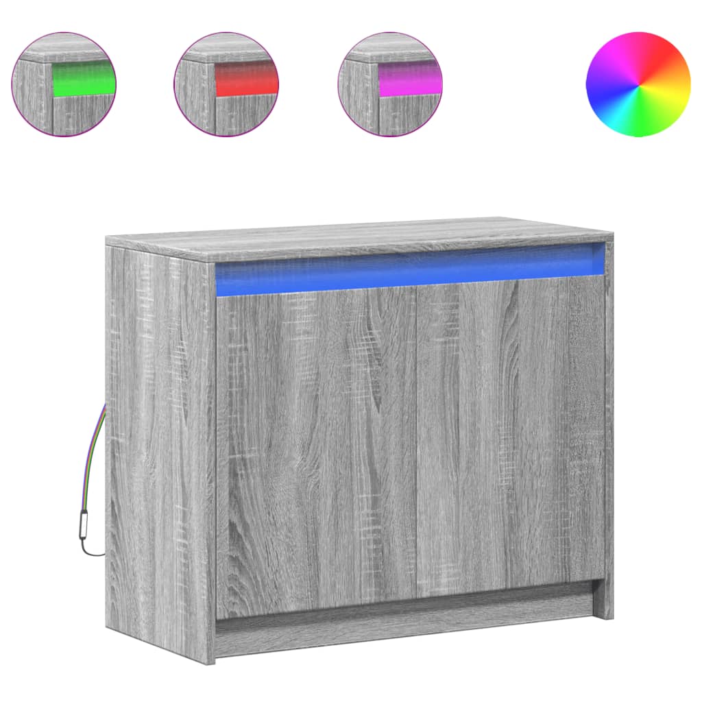 Modern Wooden 2 Door Home Sideboard Storage Cabinet Unit With LED Lights