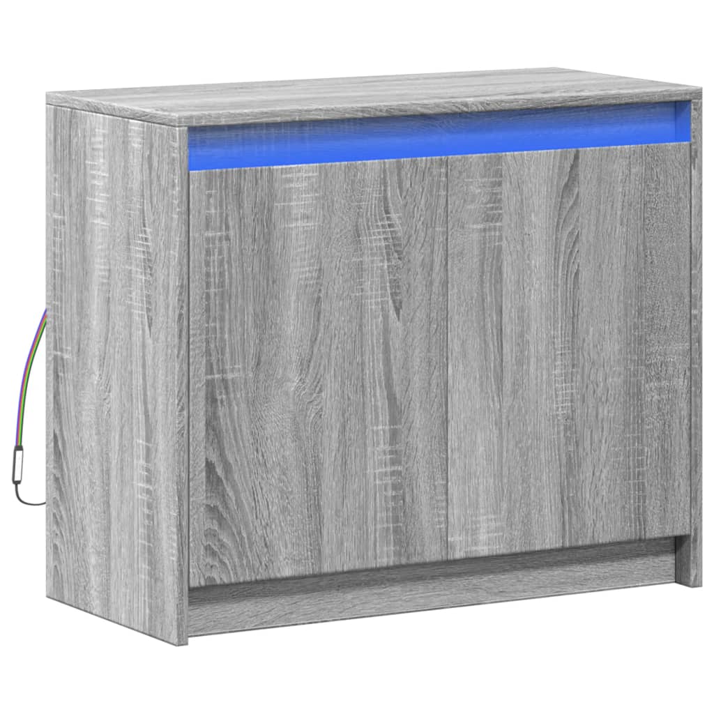 Modern Wooden 2 Door Home Sideboard Storage Cabinet Unit With LED Lights