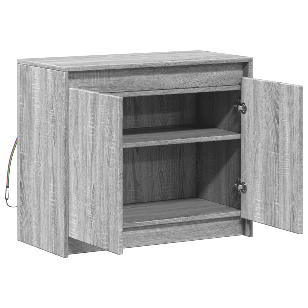 Modern Wooden 2 Door Home Sideboard Storage Cabinet Unit With LED Lights