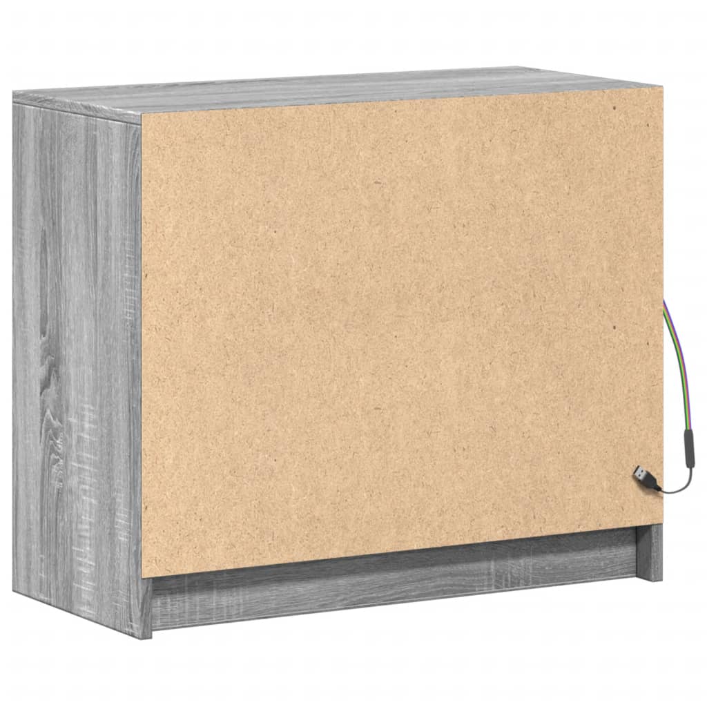 Modern Wooden 2 Door Home Sideboard Storage Cabinet Unit With LED Lights