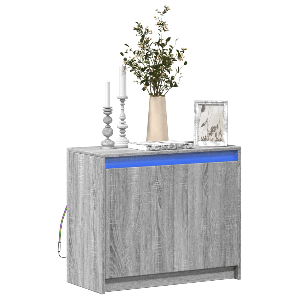 Modern Wooden 2 Door Home Sideboard Storage Cabinet Unit With LED Lights