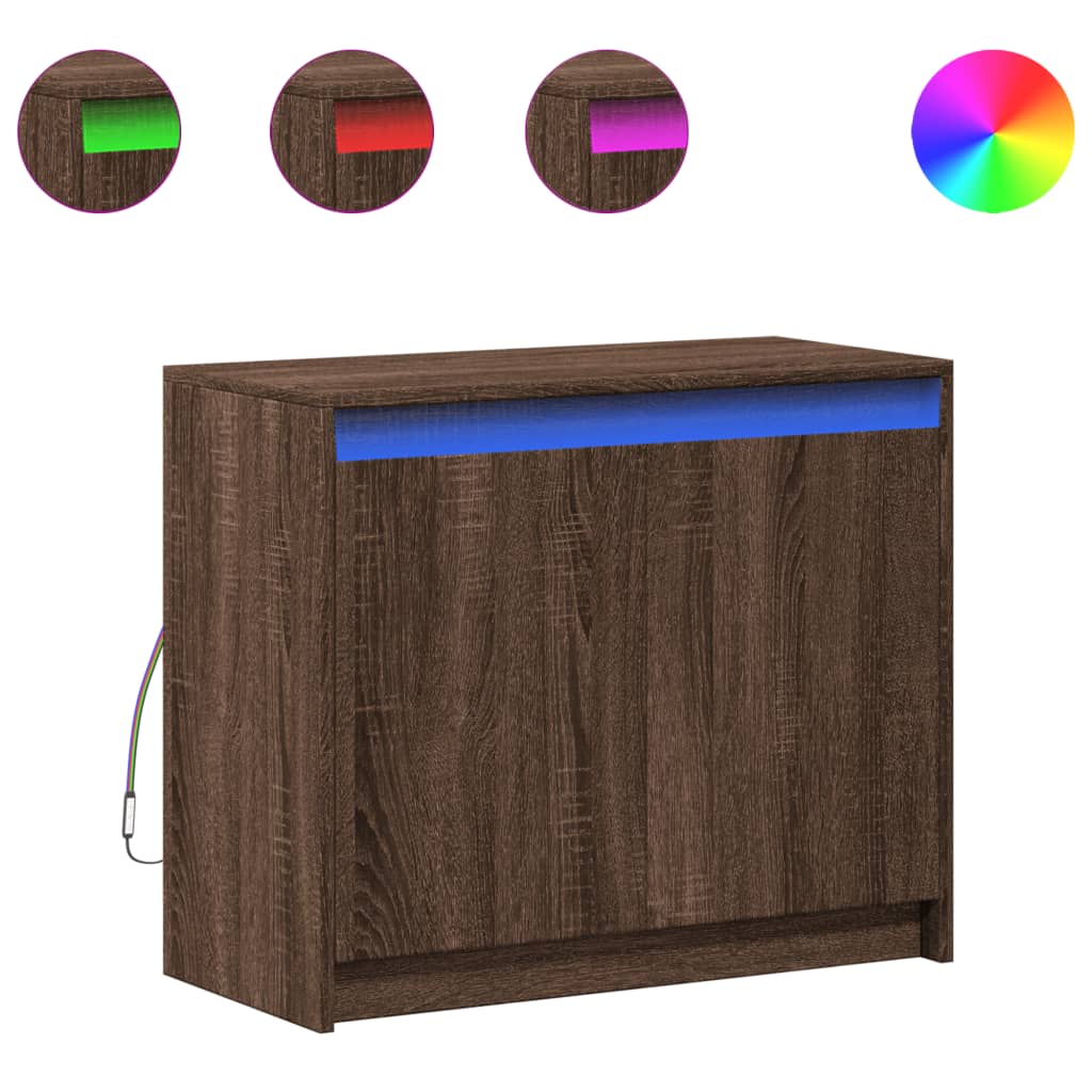 Modern Wooden 2 Door Home Sideboard Storage Cabinet Unit With LED Lights