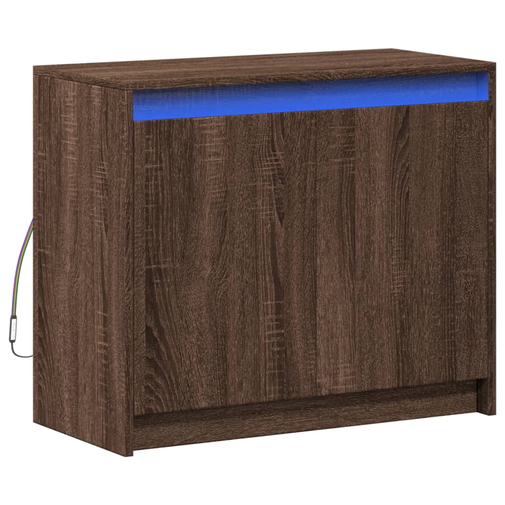 Modern Wooden 2 Door Home Sideboard Storage Cabinet Unit With LED Lights