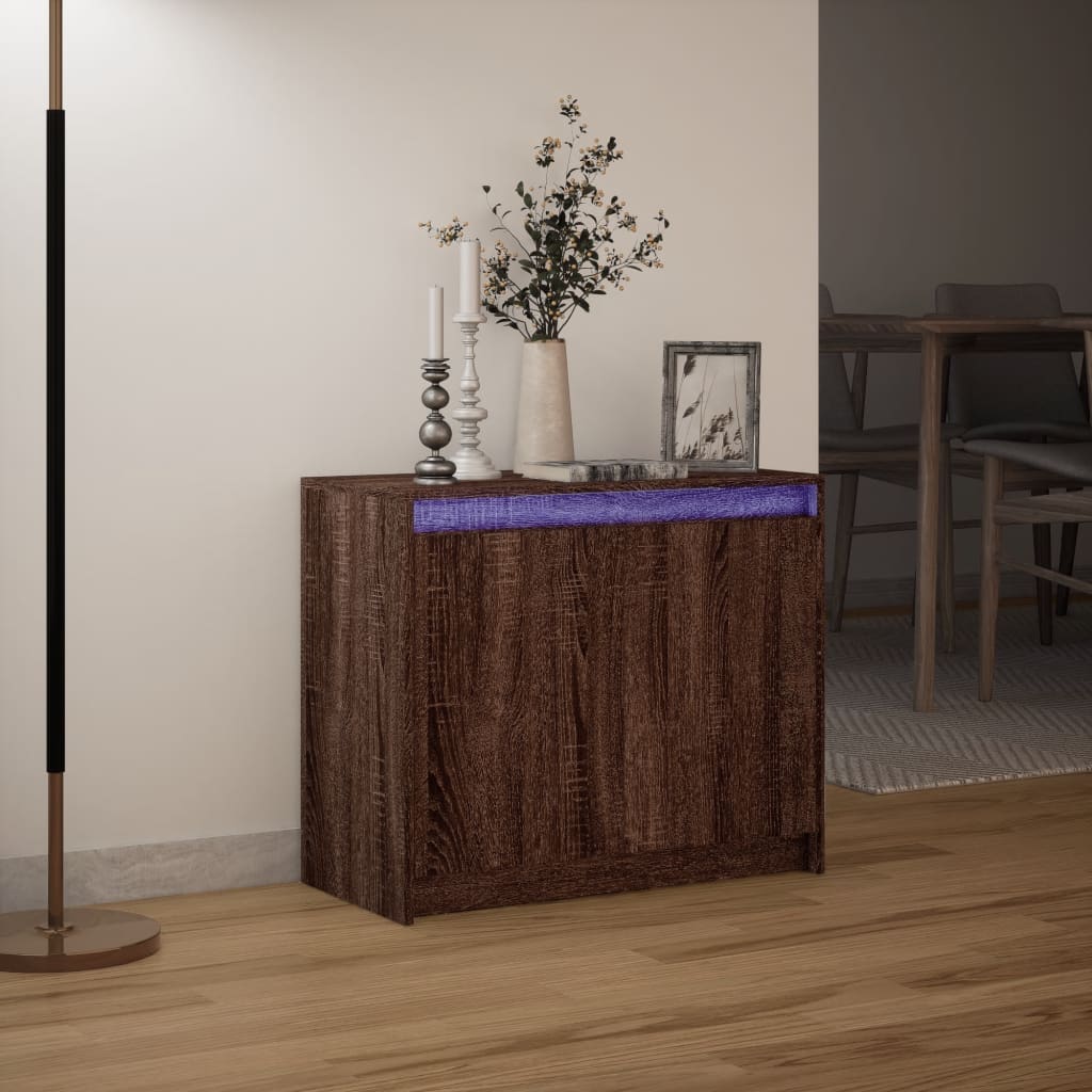 Modern Wooden 2 Door Home Sideboard Storage Cabinet Unit With LED Lights
