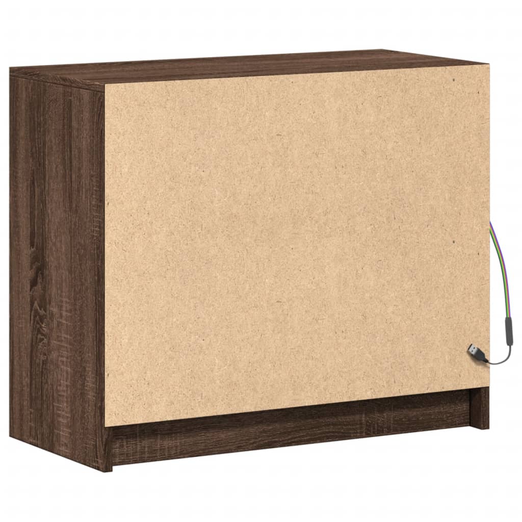 Modern Wooden 2 Door Home Sideboard Storage Cabinet Unit With LED Lights