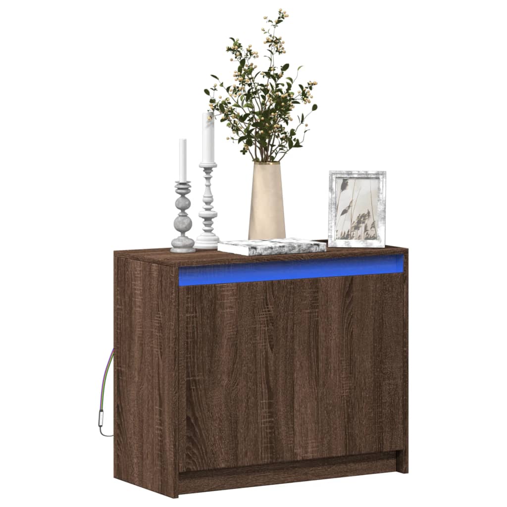 Modern Wooden 2 Door Home Sideboard Storage Cabinet Unit With LED Lights