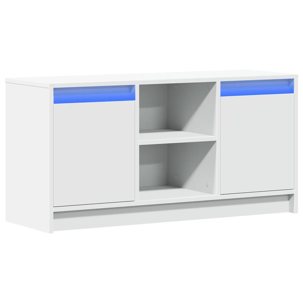 Modern Wooden 40 Inch TV Tele Stand Unit Cabinet With LED Lights & Storage