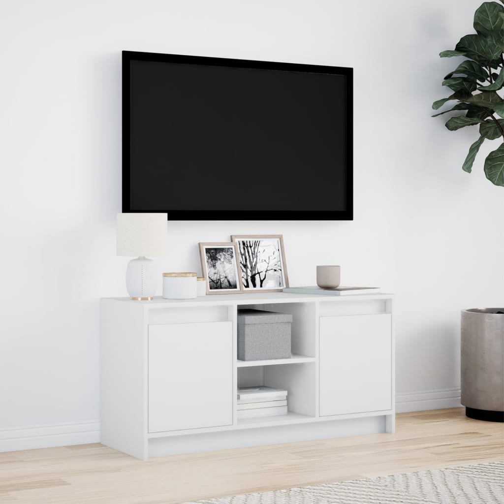 Modern Wooden 40 Inch TV Tele Stand Unit Cabinet With LED Lights & Storage