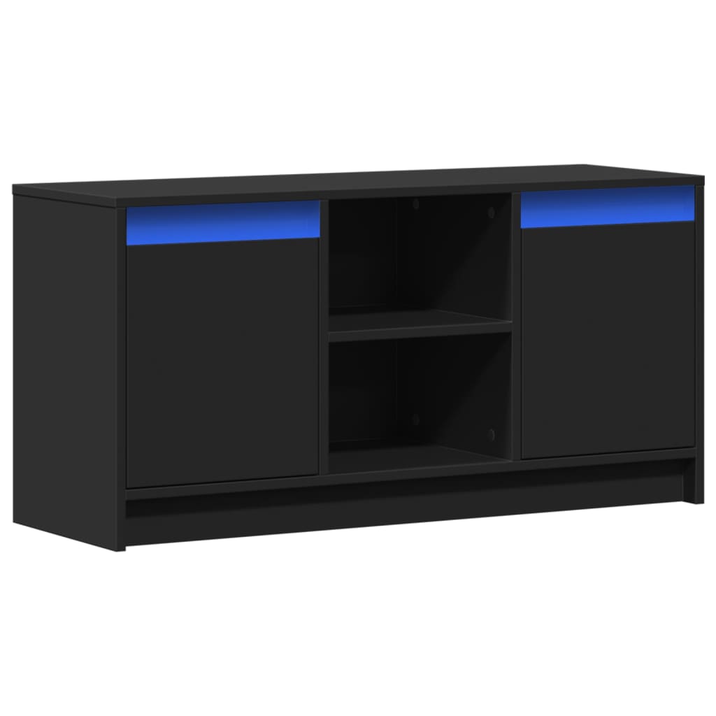 Modern Wooden 40 Inch TV Tele Stand Unit Cabinet With LED Lights & Storage