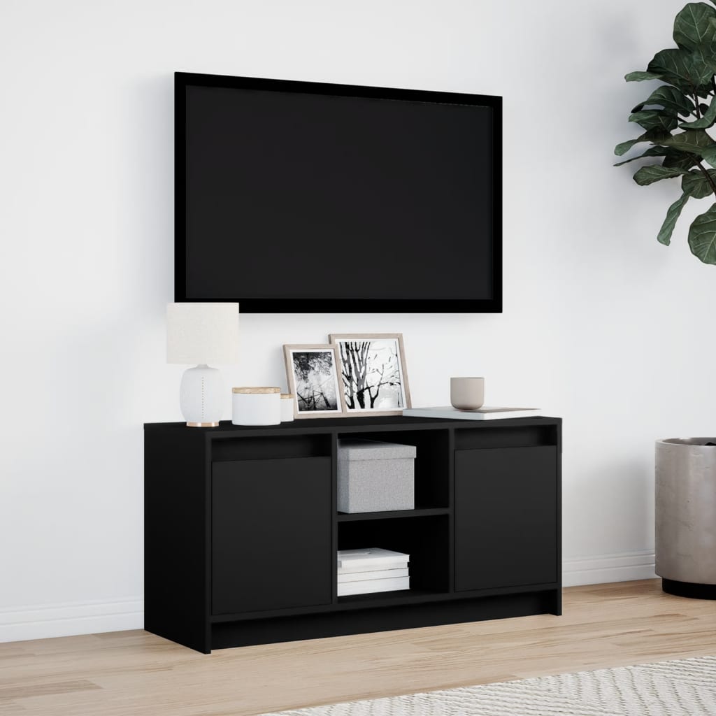 Modern Wooden 40 Inch TV Tele Stand Unit Cabinet With LED Lights & Storage